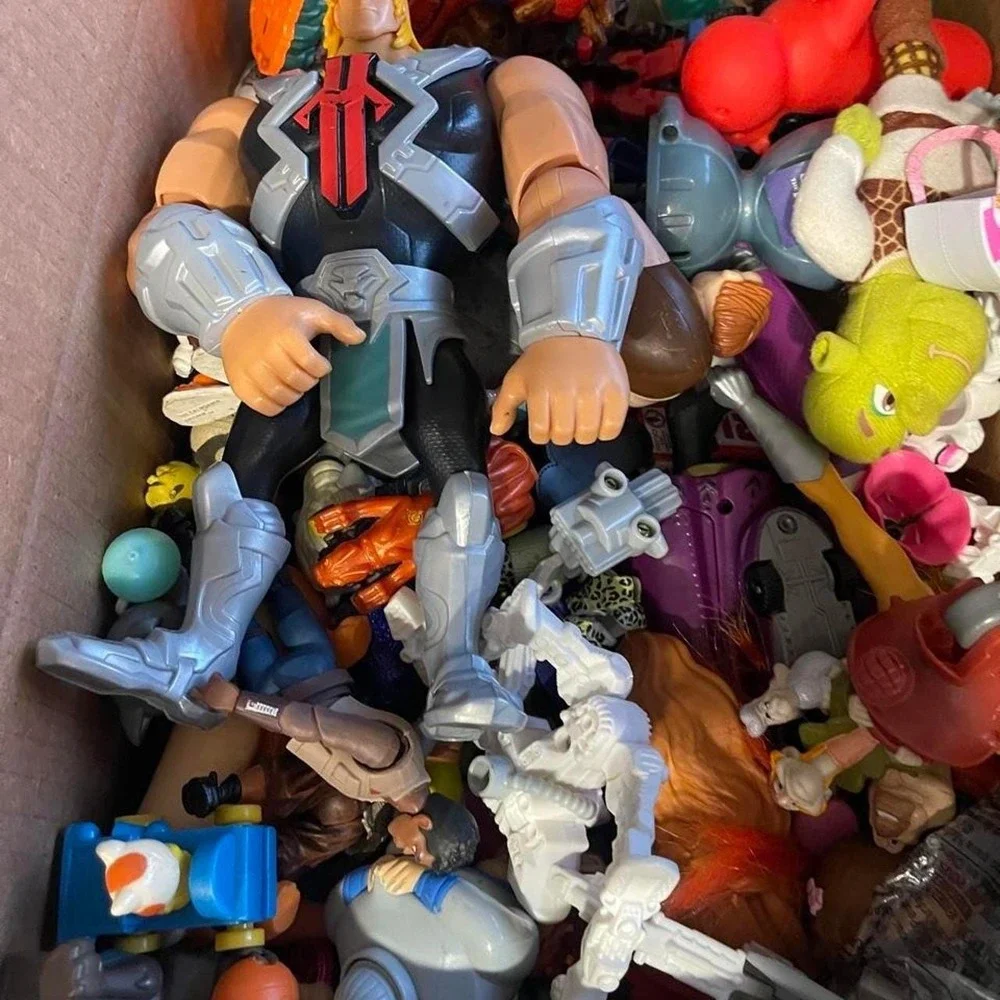 Box lot of vintage and modern toys